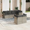 Set de sofás de jardín 7 pzas con cojines ratán PE gris claro