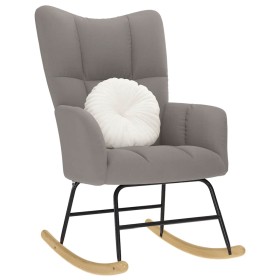 Silla mecedora de tela gris