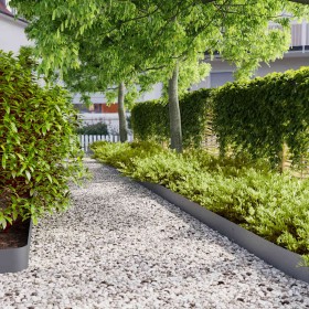 Bordes césped 50 uds antracita 15x103 cm acero laminado