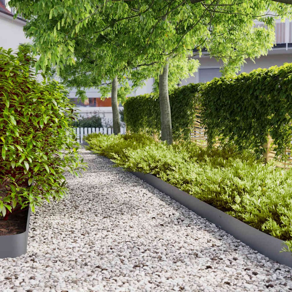 Bordes césped 50 uds antracita 15x103 cm acero laminado