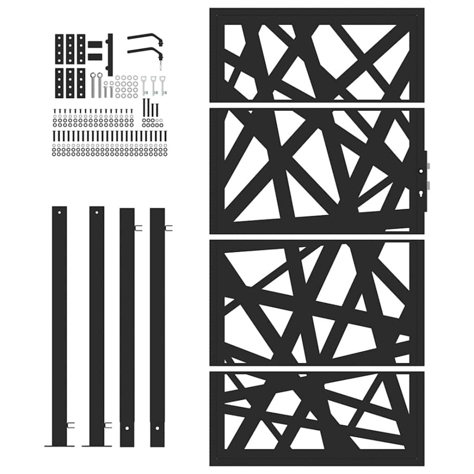 Puerta de jardín de acero negra diseño luminoso 105x180