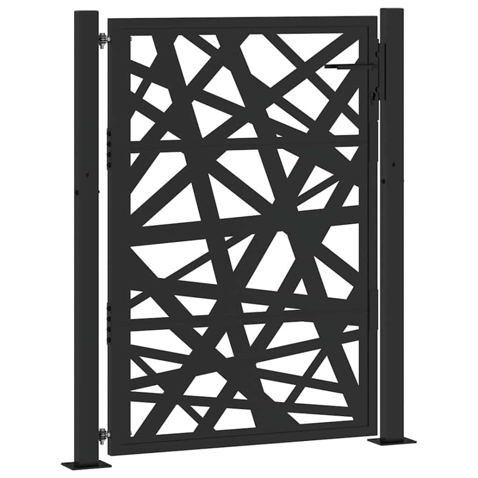 Puerta de jardín de acero negra diseño luminoso 105x130