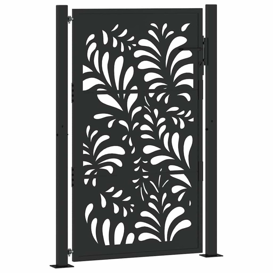 Puerta de jardín diseño ondulado de acero negro 105x155