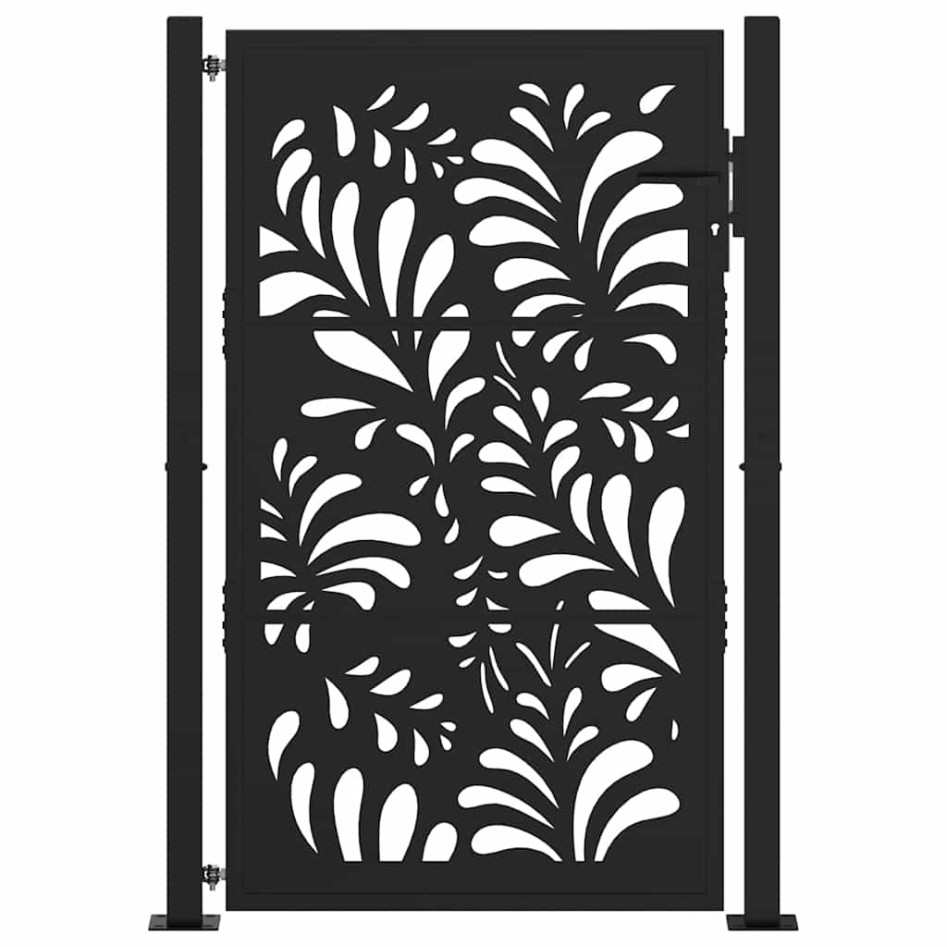 Puerta de jardín diseño ondulado de acero negro 105x155