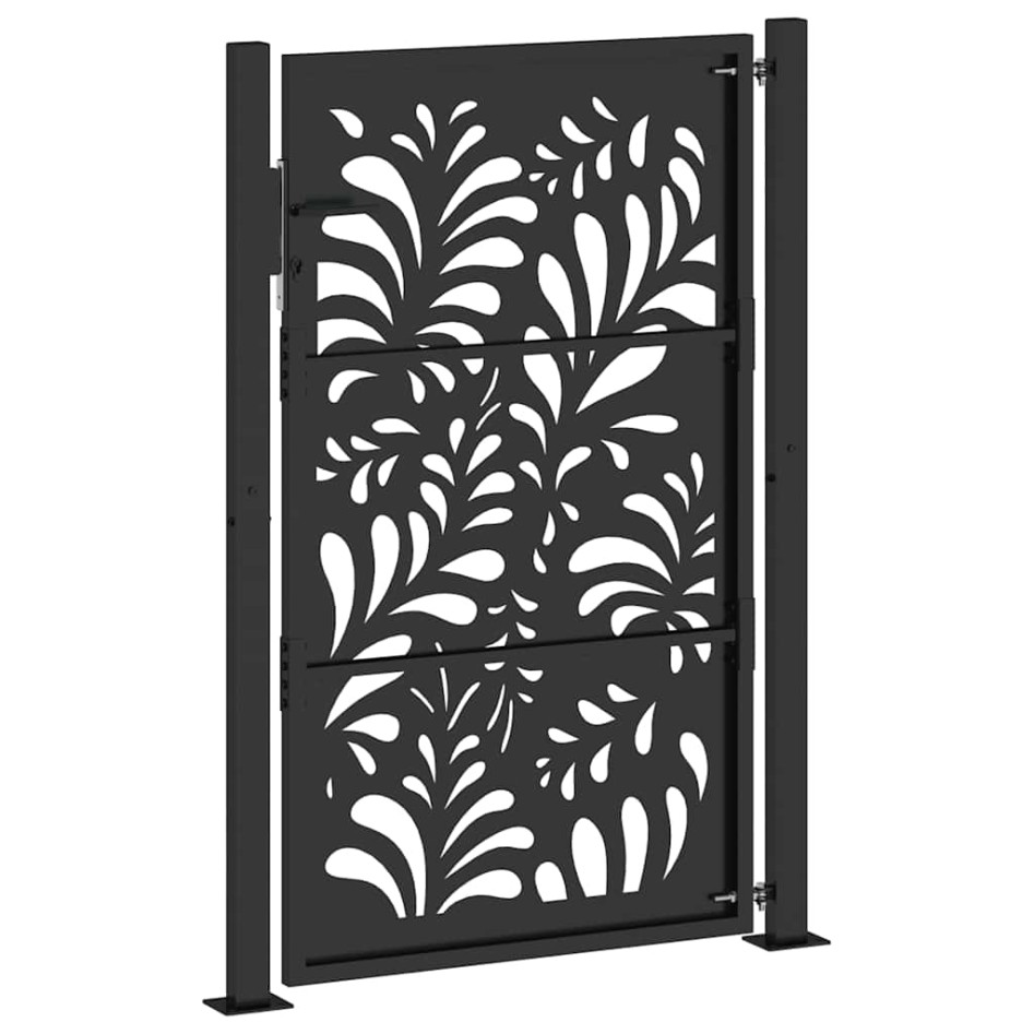 Puerta de jardín diseño ondulado de acero negro 105x155
