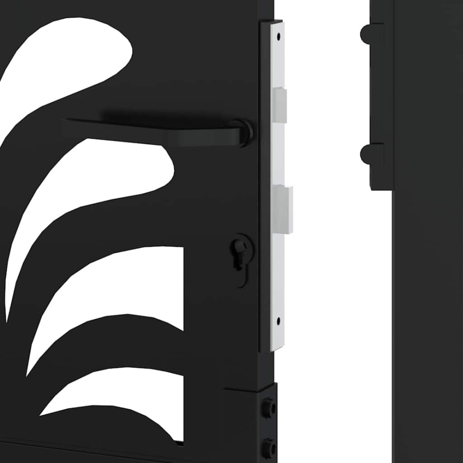 Puerta de jardín diseño ondulado de acero negro 105x155