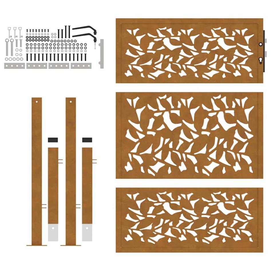 Puerta de jardín diseño de hojas de acero desgastado 105x130