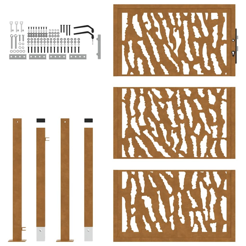 Puerta de jardín diseño con listón acero desgastado 105x155