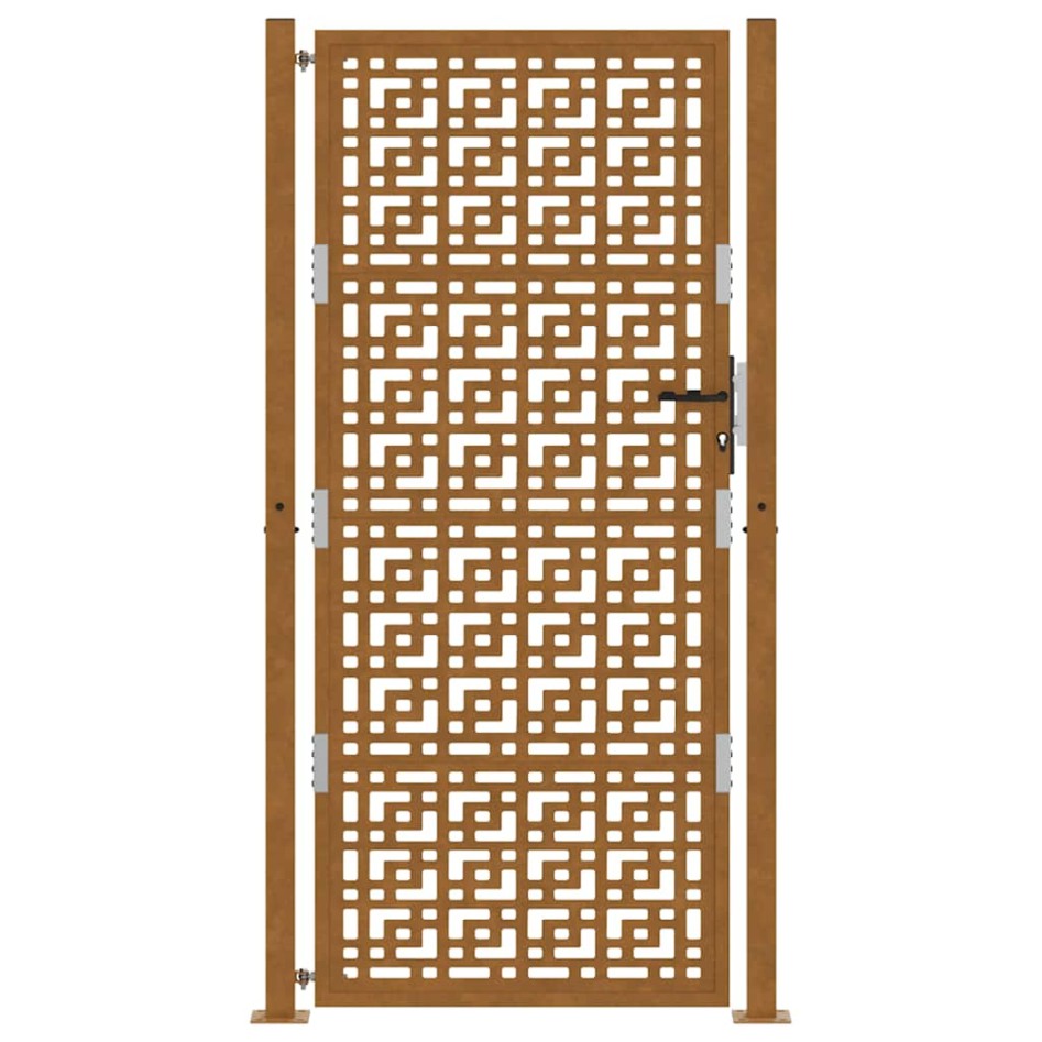 Puerta de jardín diseño en cruz de acero desgastado 105x130