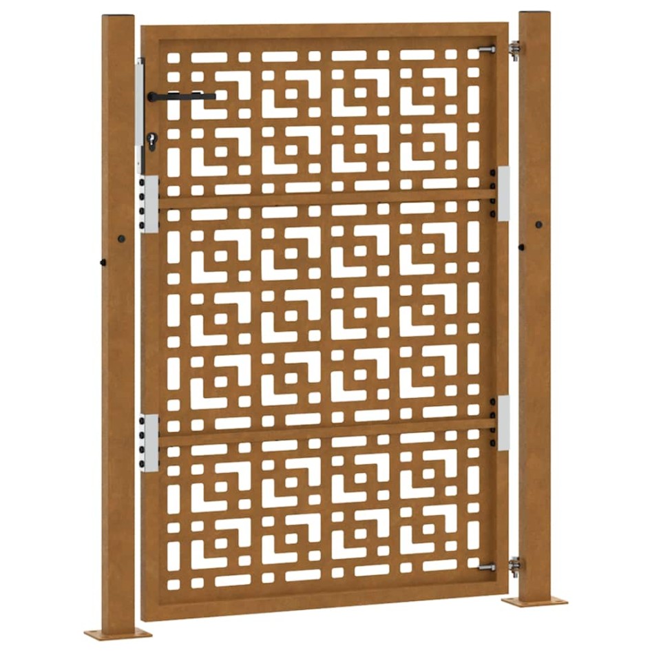 Puerta de jardín diseño en cruz de acero desgastado 105x130