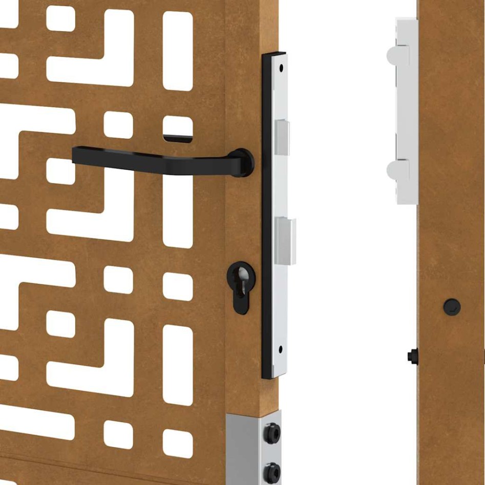 Puerta de jardín diseño en cruz de acero desgastado 105x130