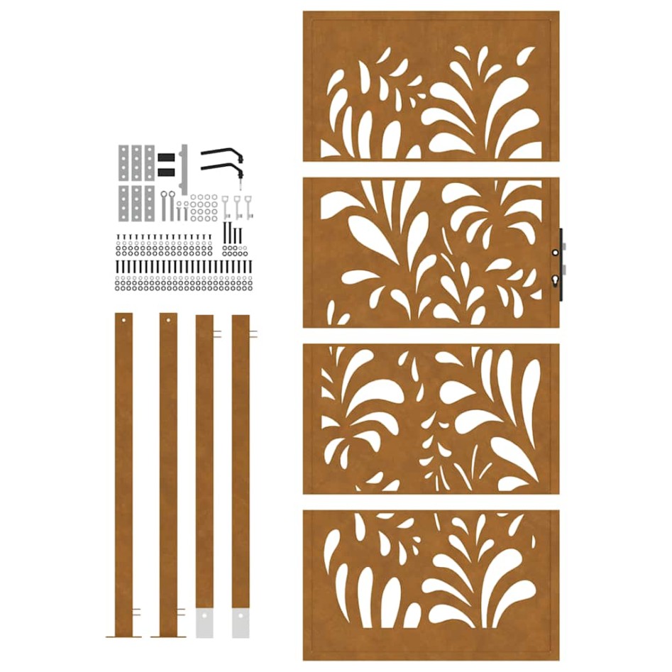 Puerta de jardín de acero desgastado diseño ondulado 105x205