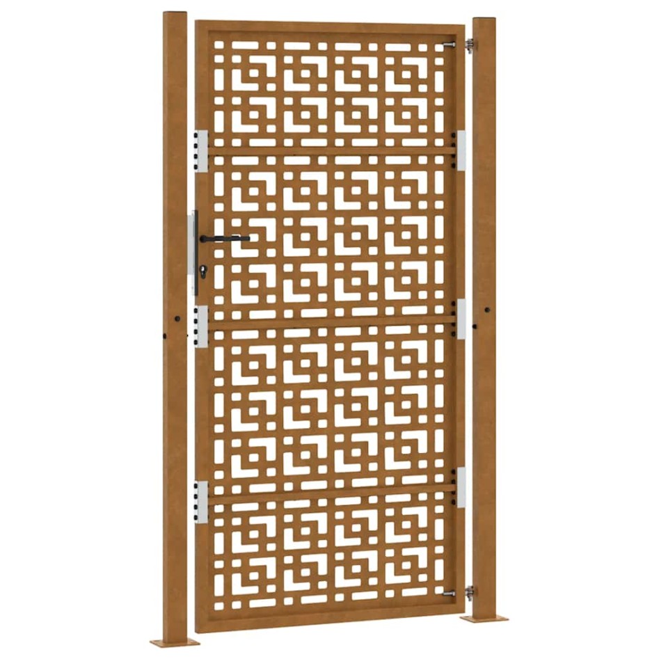 Puerta de jardín diseño en cruz de acero desgastado 105x180