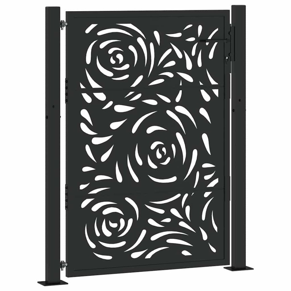 Puerta de jardín diseño llama acero negro 105x130