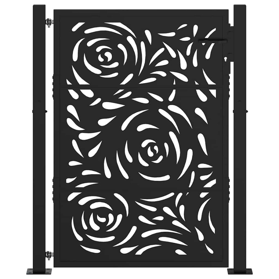 Puerta de jardín diseño llama acero negro 105x130