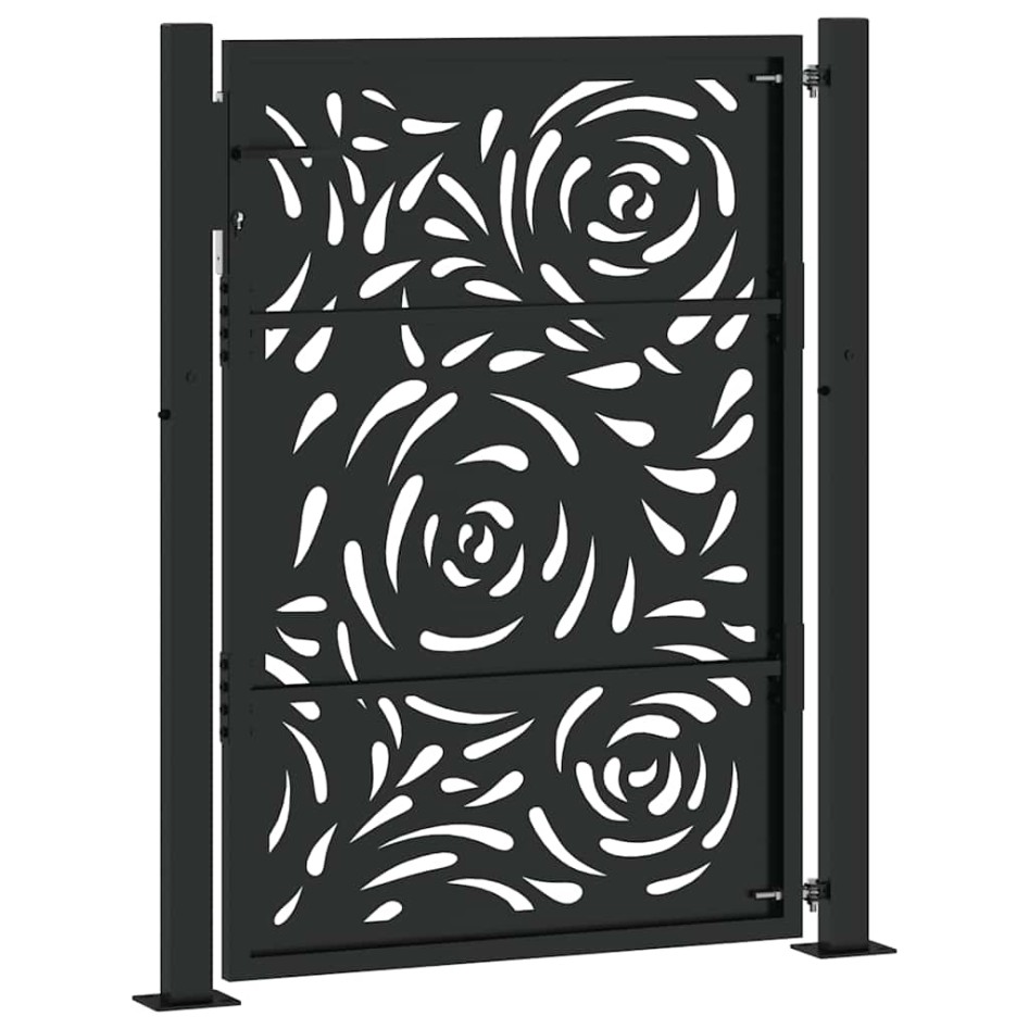 Puerta de jardín diseño llama acero negro 105x130