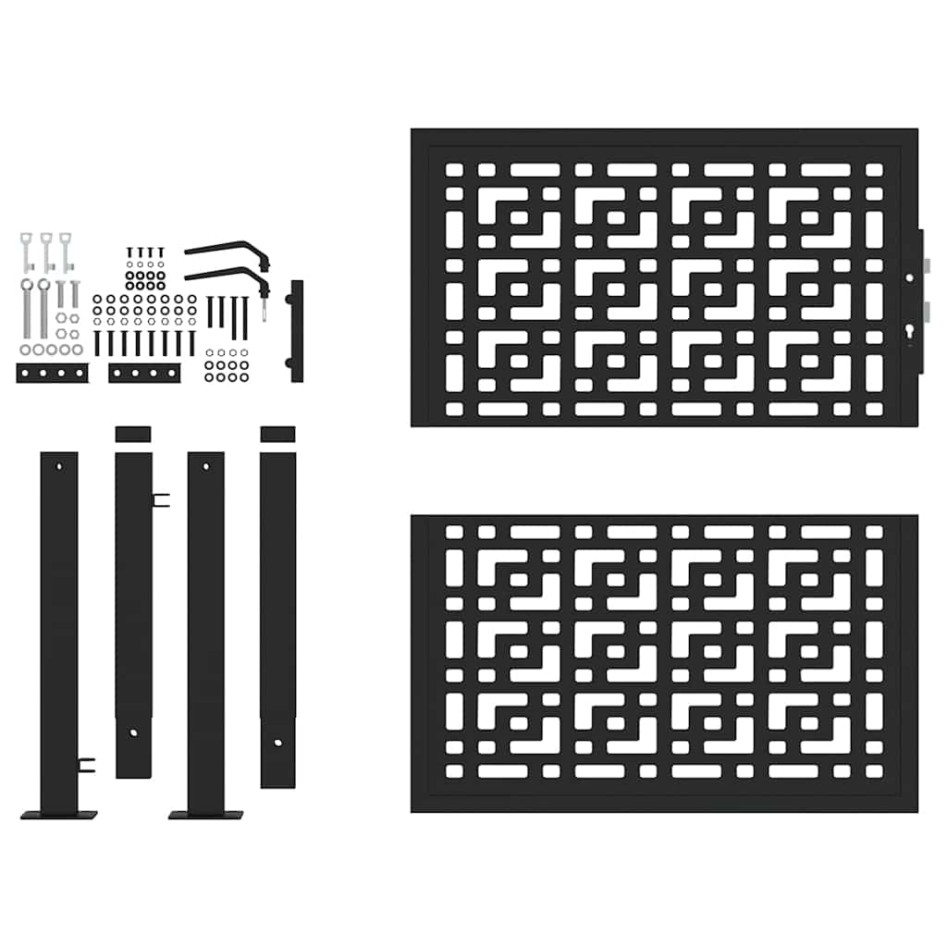 Puerta de jardín diseño en cruz de acero negra 105x106