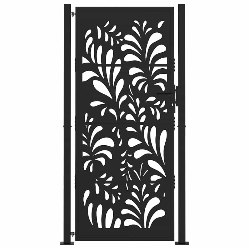 Puerta de jardín diseño ondulado de acero negro 105x205
