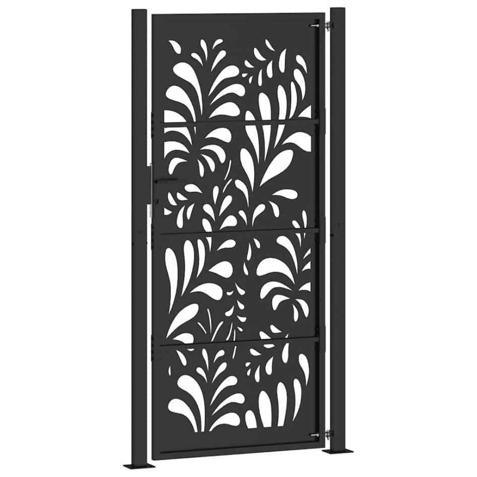 Puerta de jardín diseño ondulado de acero negro 105x205