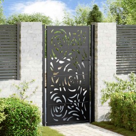 Puerta de jardín diseño llama acero negro 105x180