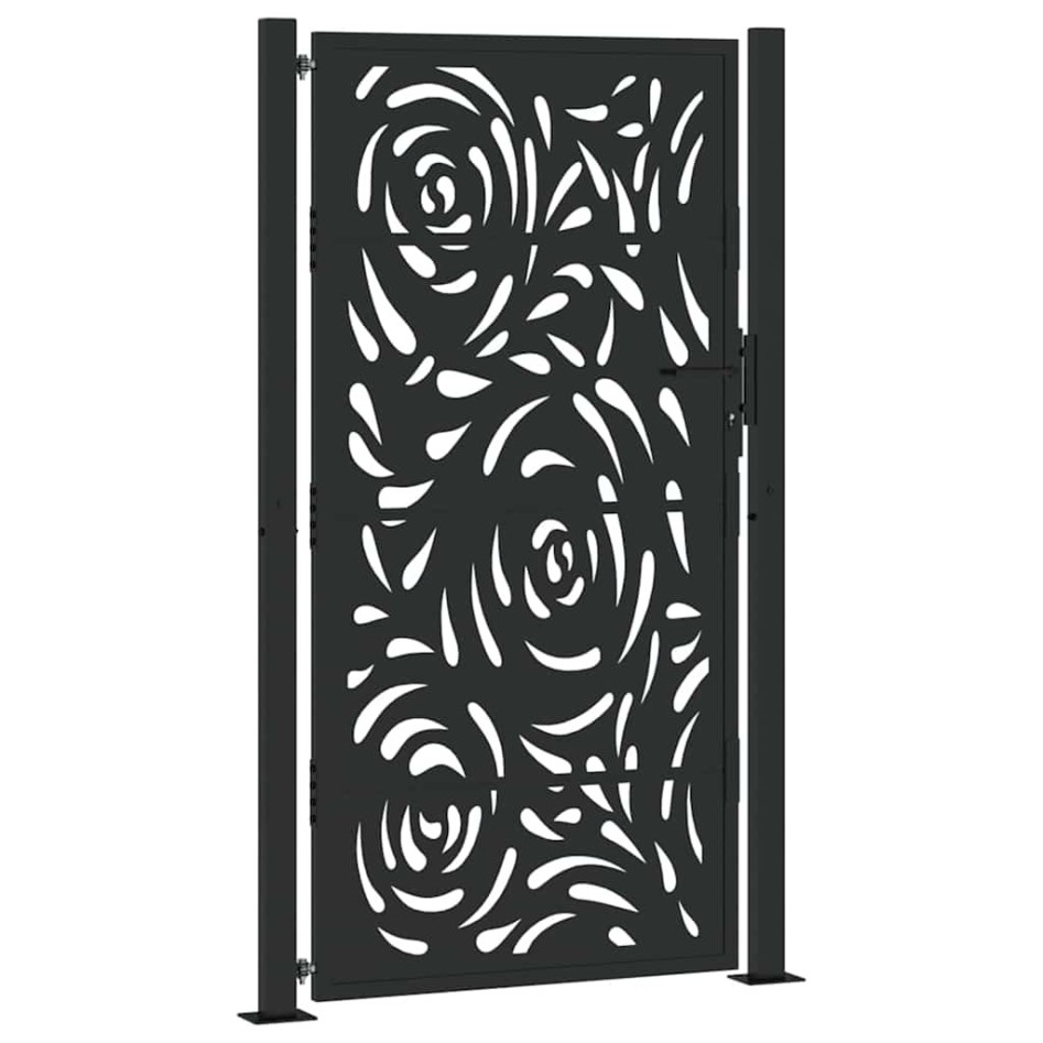 Puerta de jardín diseño llama acero negro 105x180