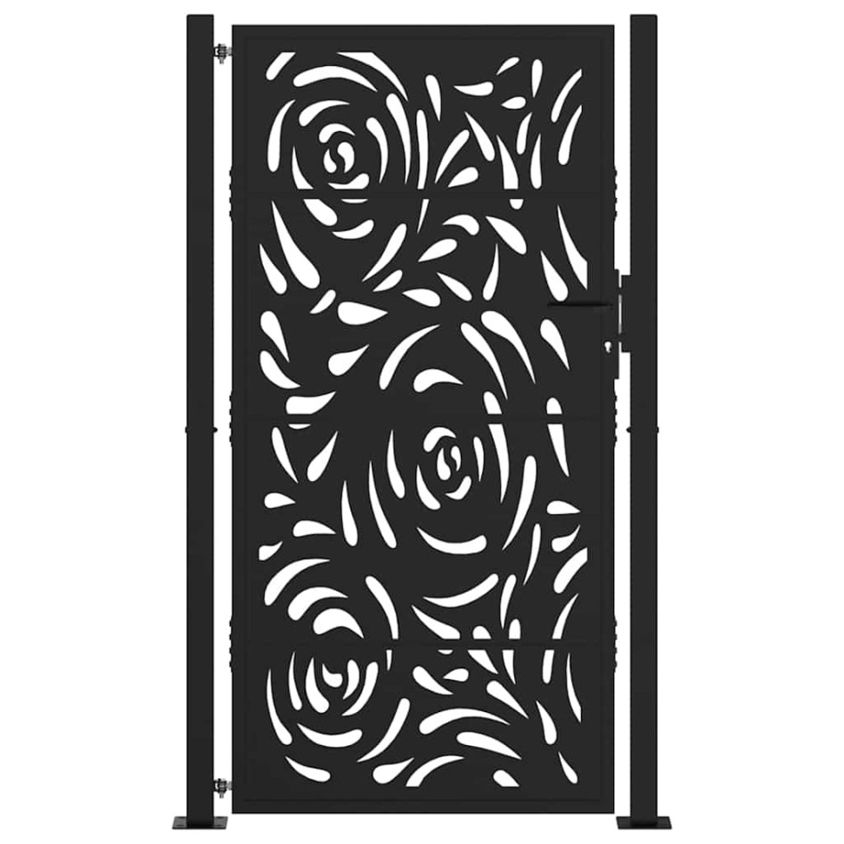 Puerta de jardín diseño llama acero negro 105x180
