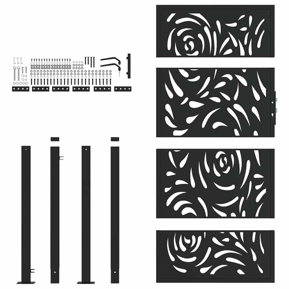 Puerta de jardín diseño llama acero negro 105x180