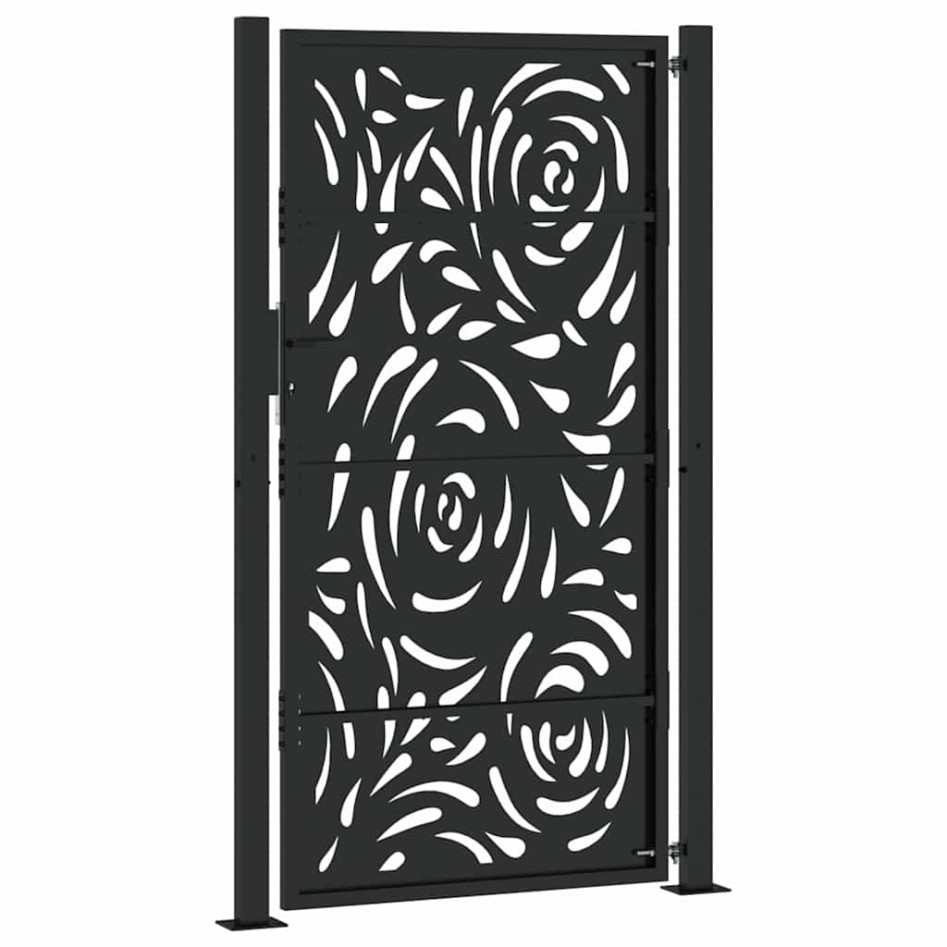 Puerta de jardín diseño llama acero negro 105x180