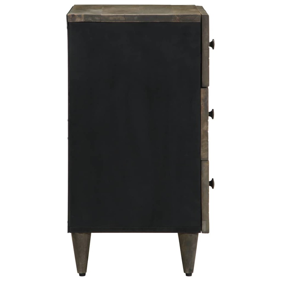 Mesita de noche madera maciza de mango gris claro 50x33x60