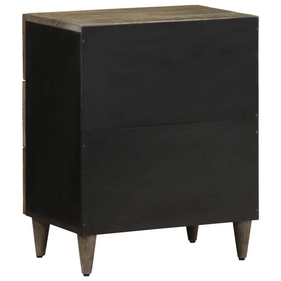 Mesita de noche madera maciza de mango gris claro 50x33x60