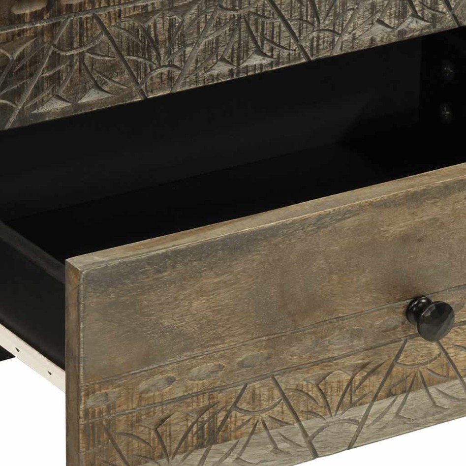 Mesita de noche madera maciza de mango gris claro 50x33x60