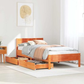 Estructura de cama sin colchón madera maciza marrón 90x190
