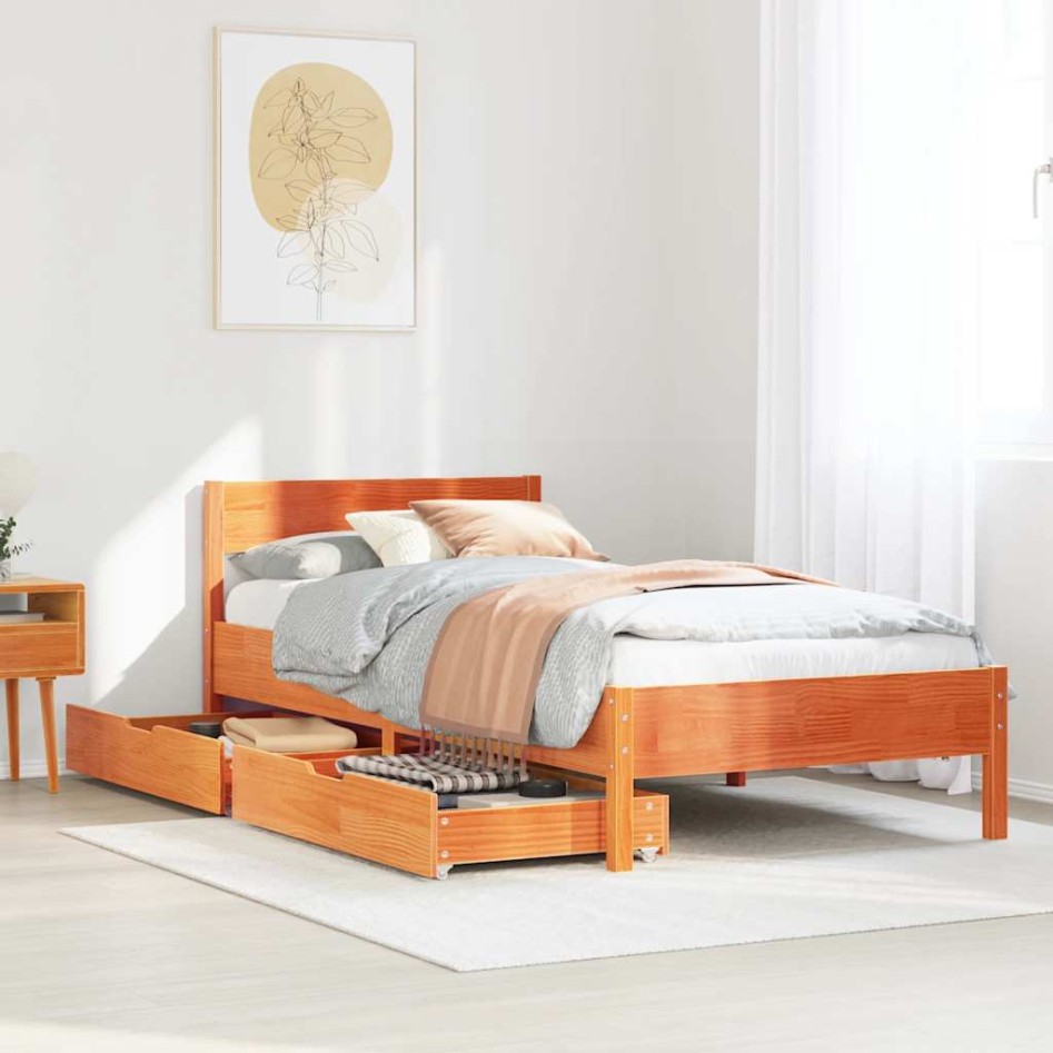Estructura de cama sin colchón madera maciza marrón 90x190