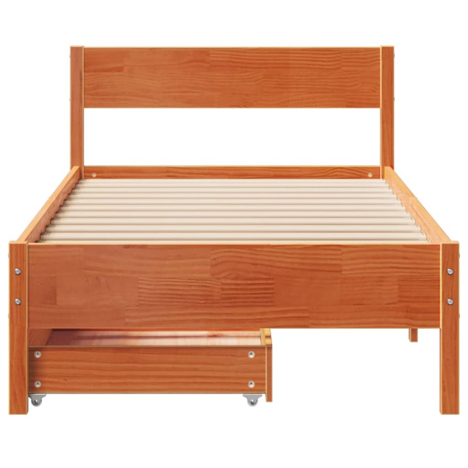 Estructura de cama sin colchón madera maciza marrón 90x190