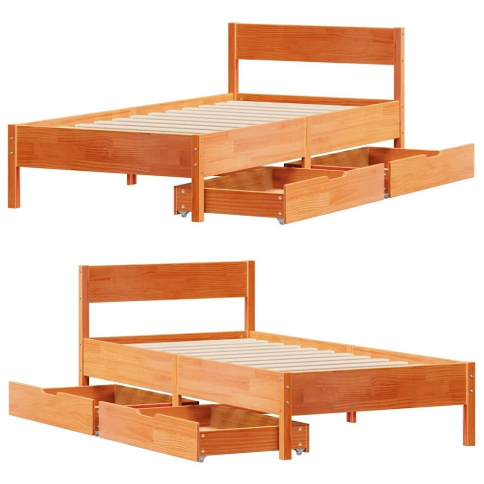 Estructura de cama sin colchón madera maciza marrón 90x190