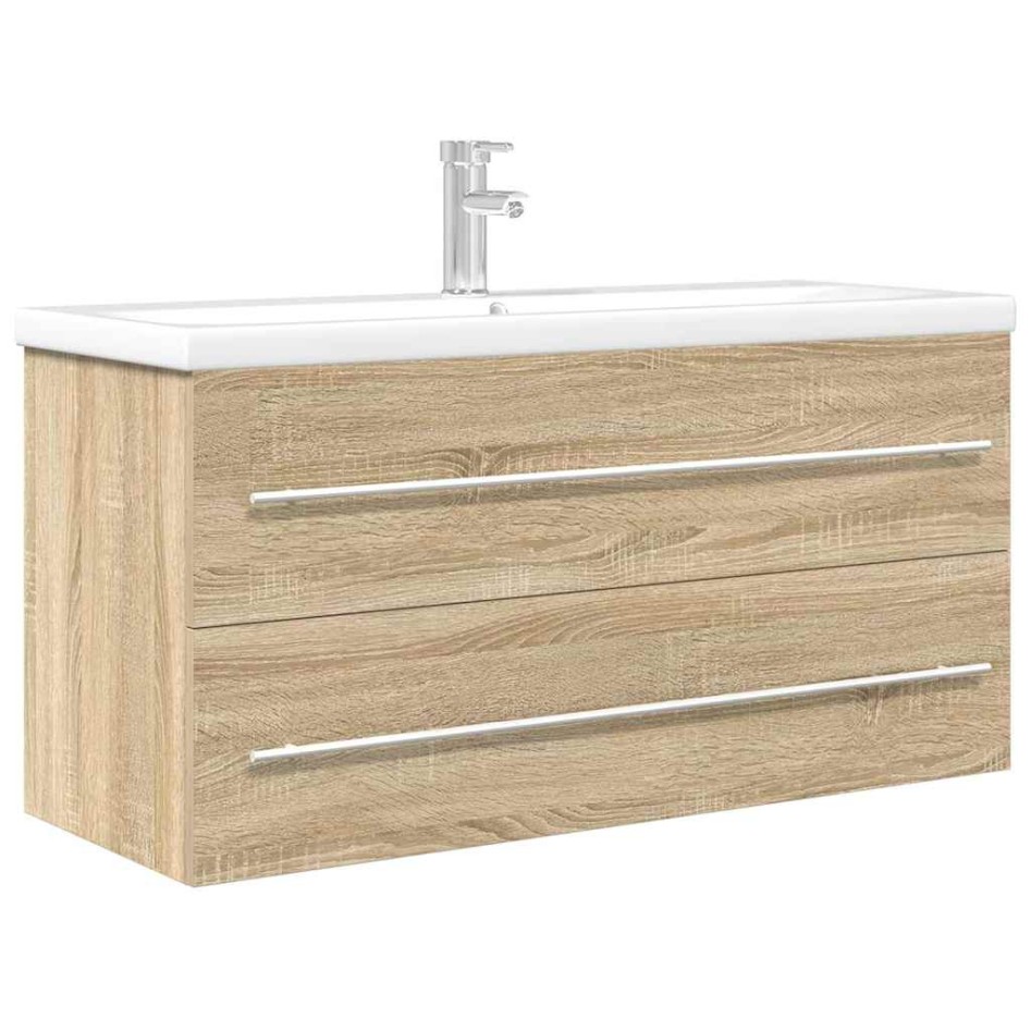 Set de muebles de baño 2 pzas madera contrachapada roble