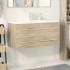 Set de muebles de baño 2 pzas madera contrachapada roble