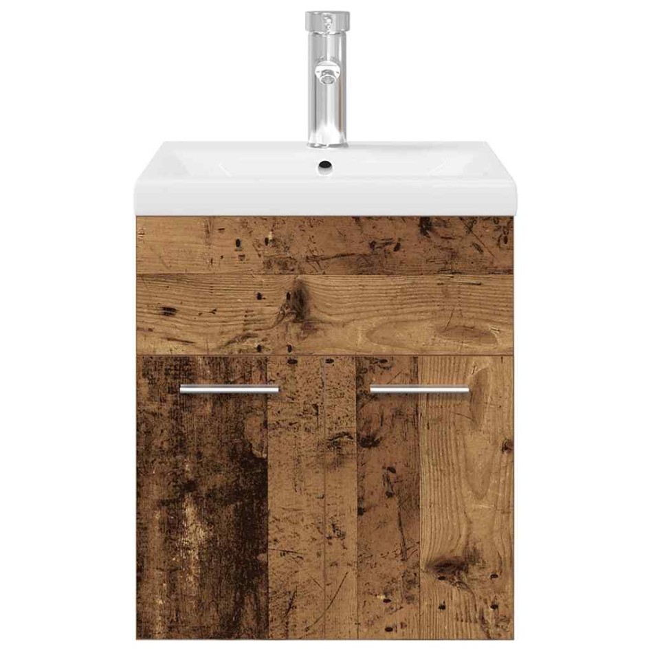 Mueble fregadero con lavabo y grifo empotrados madera
