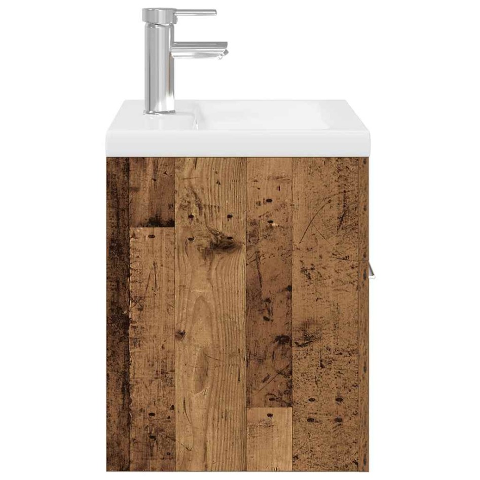 Mueble fregadero con lavabo y grifo empotrados madera
