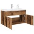 Mueble lavabo con lavabo integrado y grifo madera