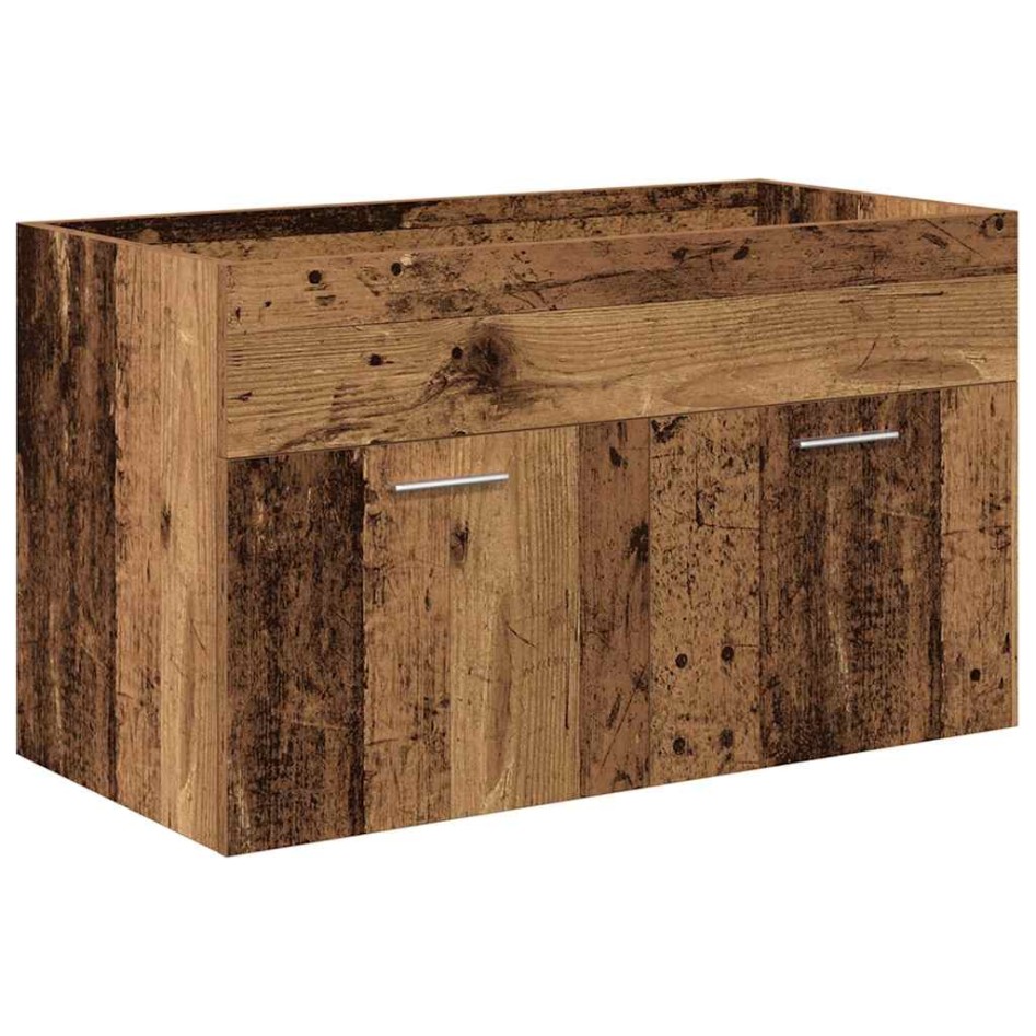 Mueble lavabo con lavabo integrado y grifo madera