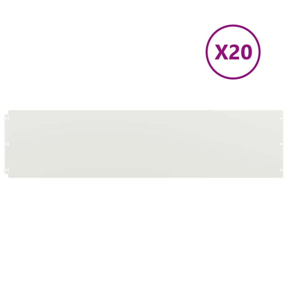 Bordes para césped 20 uds acero laminado frío blanco 25x103