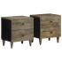 Mesitas noche 2 uds madera maciza mango gris claro 40x33x46