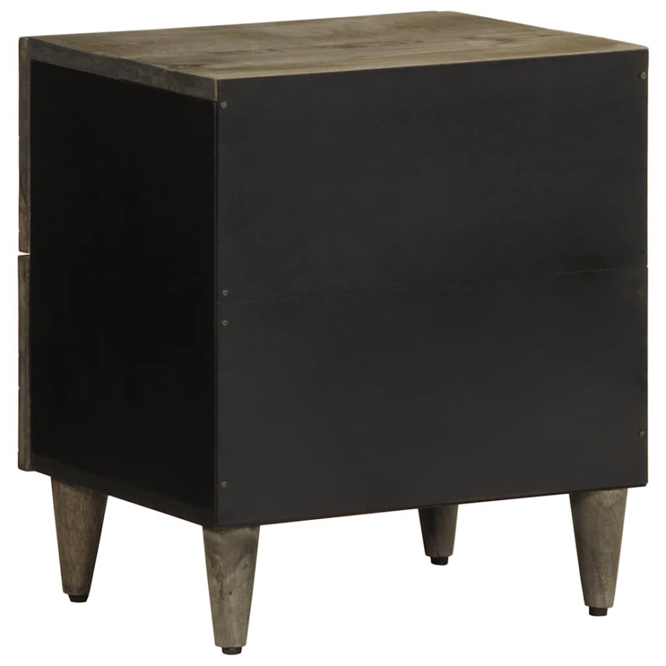 Mesitas noche 2 uds madera maciza mango gris claro 40x33x46