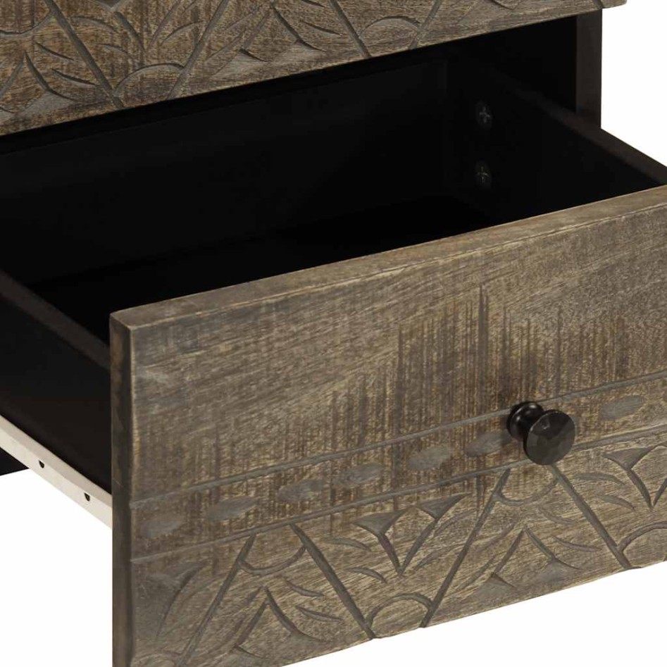 Mesitas noche 2 uds madera maciza mango gris claro 40x33x46