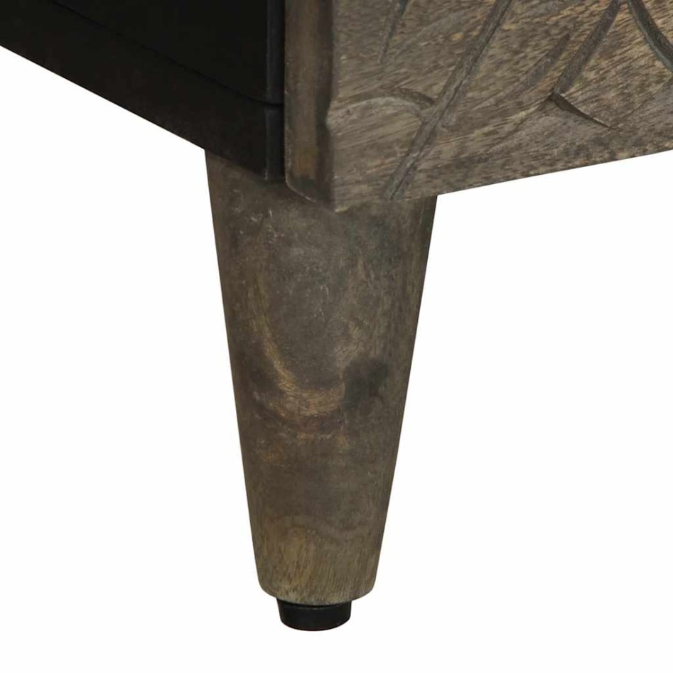 Mesitas noche 2 uds madera maciza mango gris claro 40x33x46