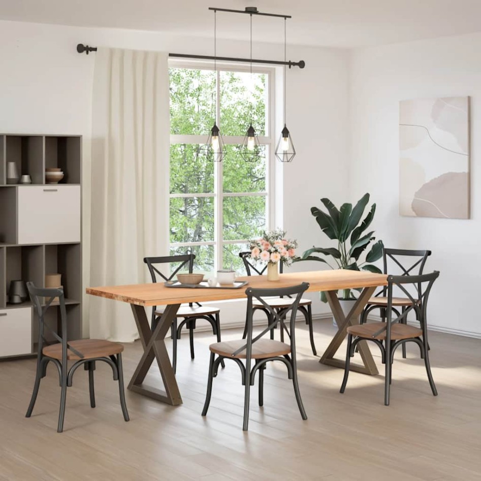 Patas para mesa de comedor 2 uds acero natural 70x(72-73,3)