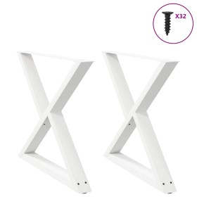 Patas para mesa de comedor 2 uds acero blanco 90x(72-73,3)