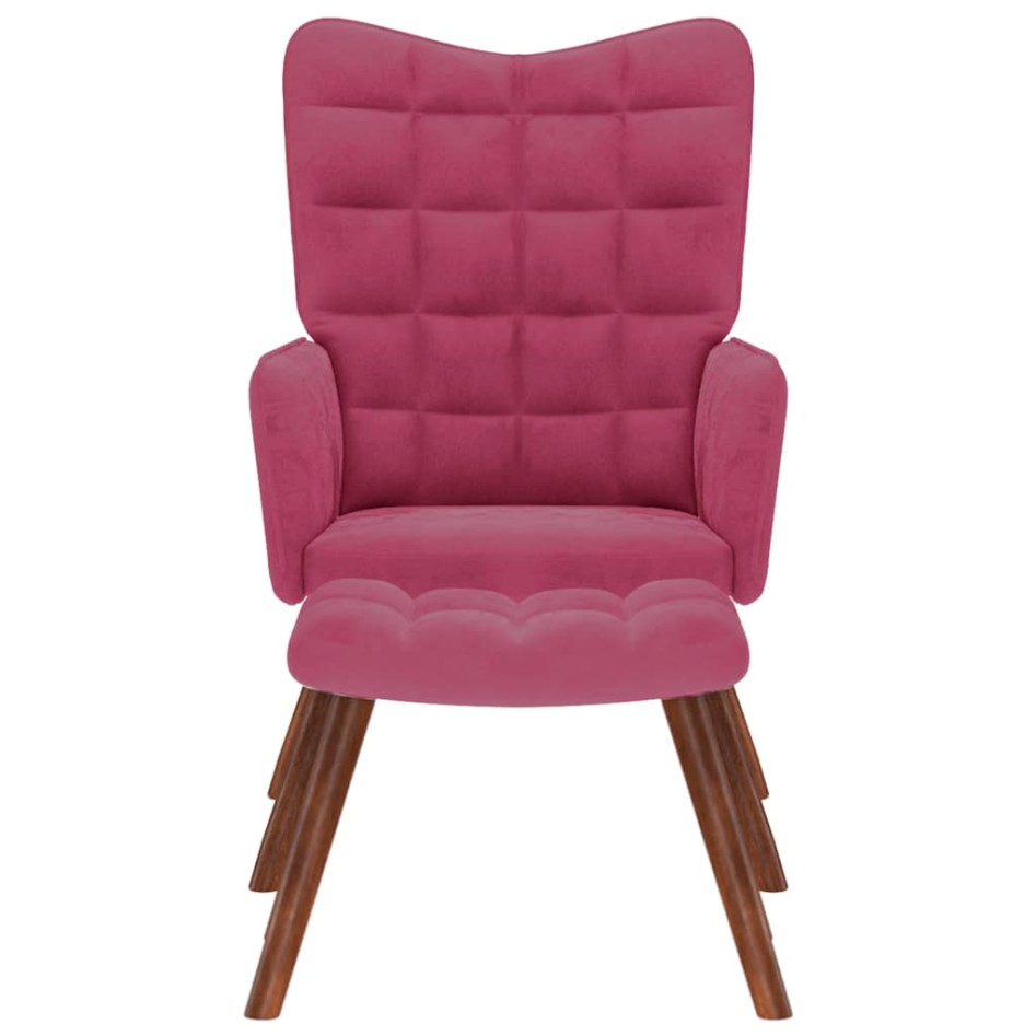 Sillón de relax con reposapiés terciopelo rojo