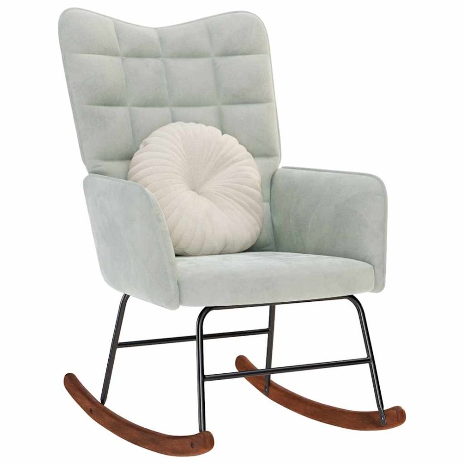 Silla mecedora de terciopelo gris